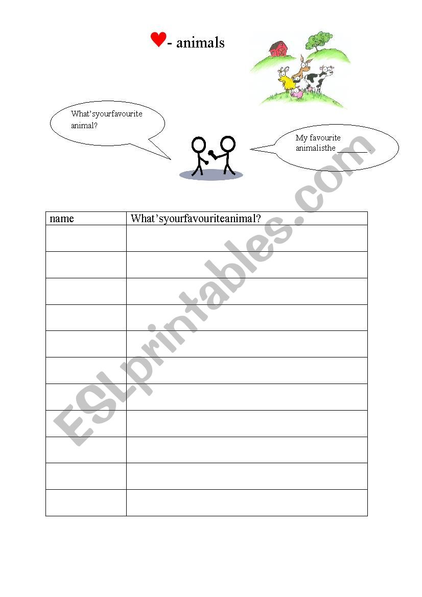 Whats your favourite animal? worksheet