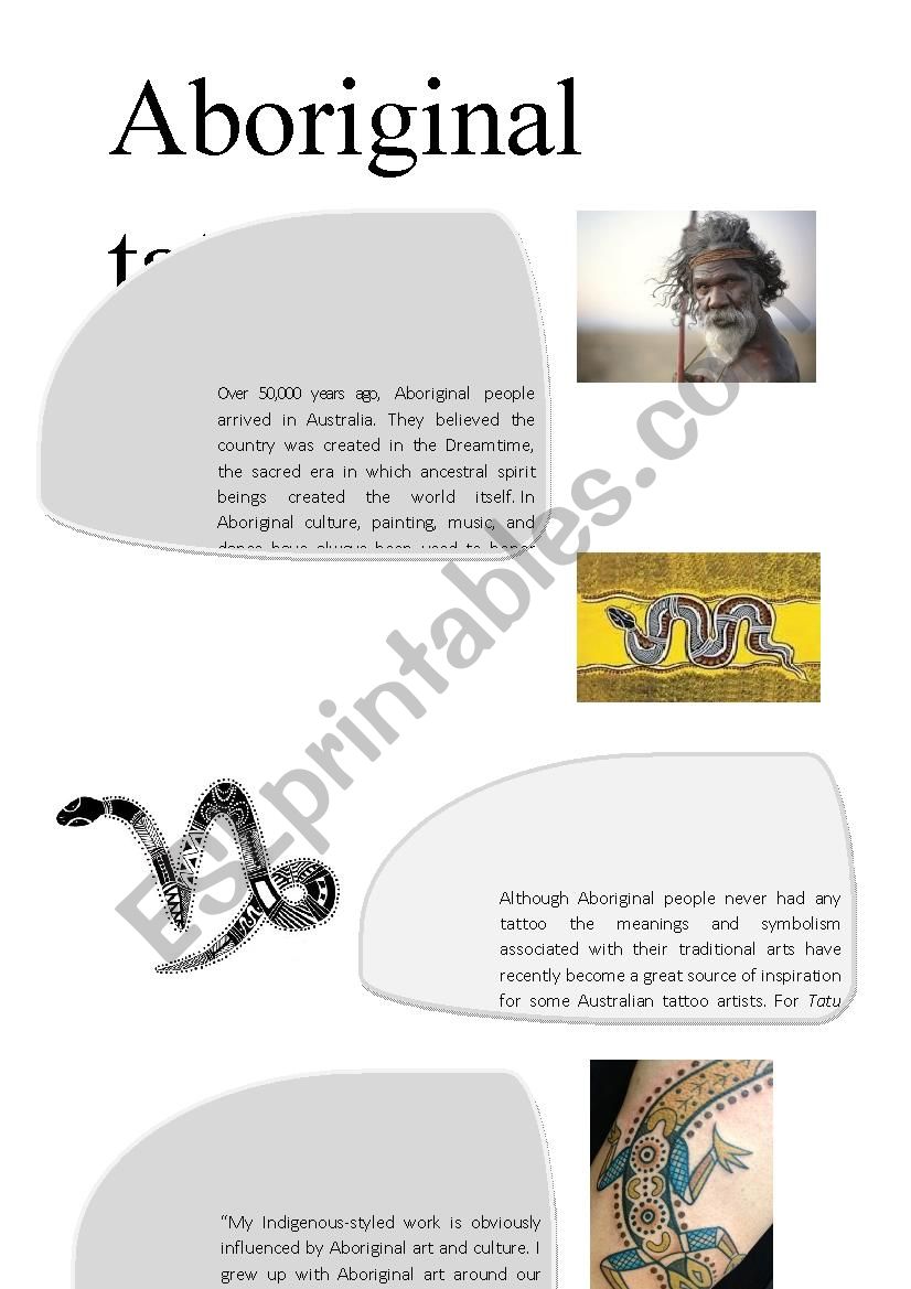 Aboriginal Tattoos (reading comprehension A2)