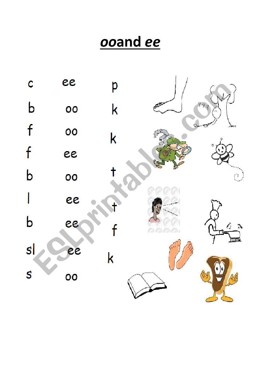 oo AND ee words phonics spelling easy