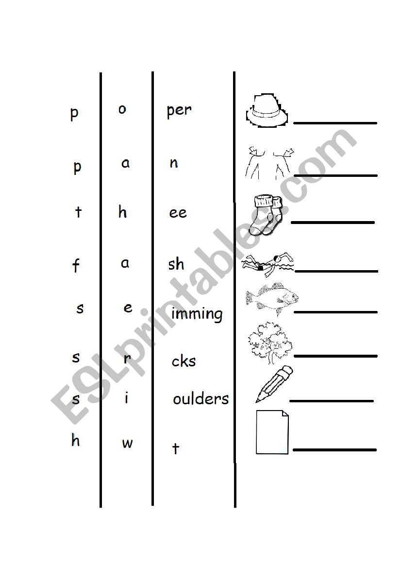 simple spelling match phonics worksheet
