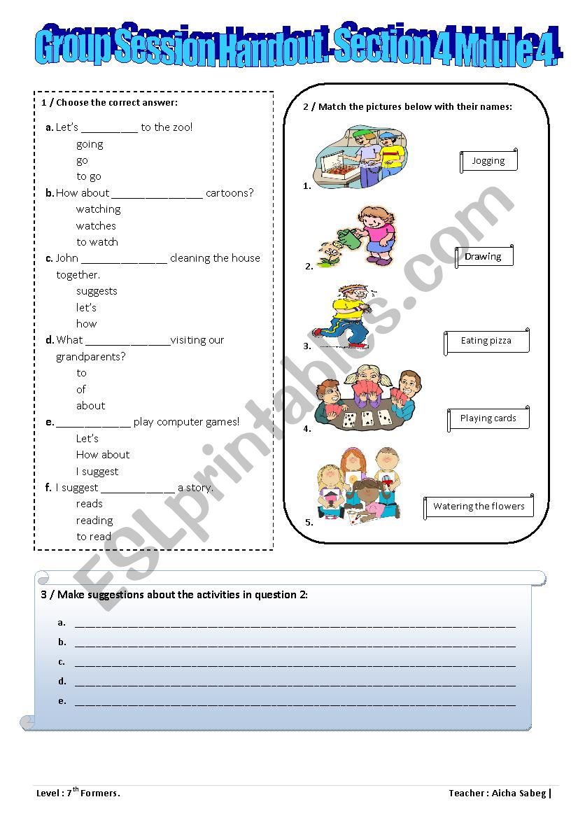 Making Suggestions worksheet