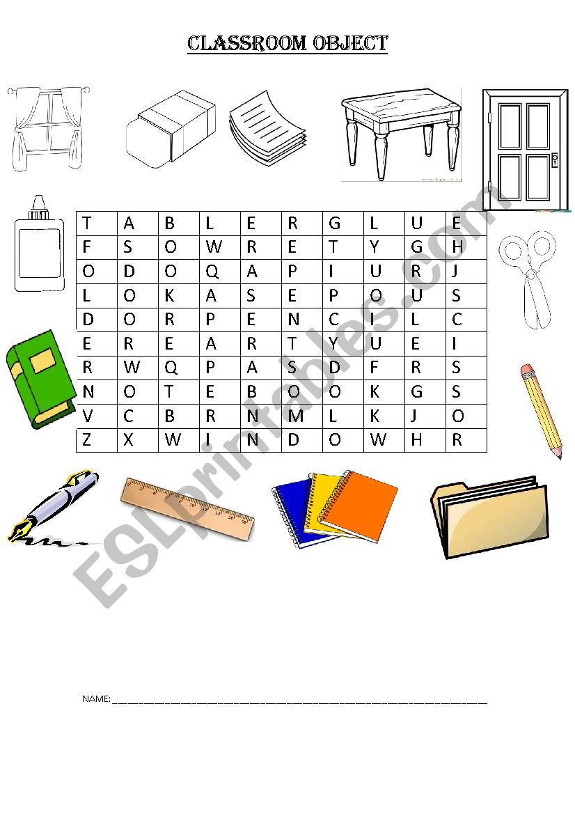 CLASSROOM OBJECTS worksheet