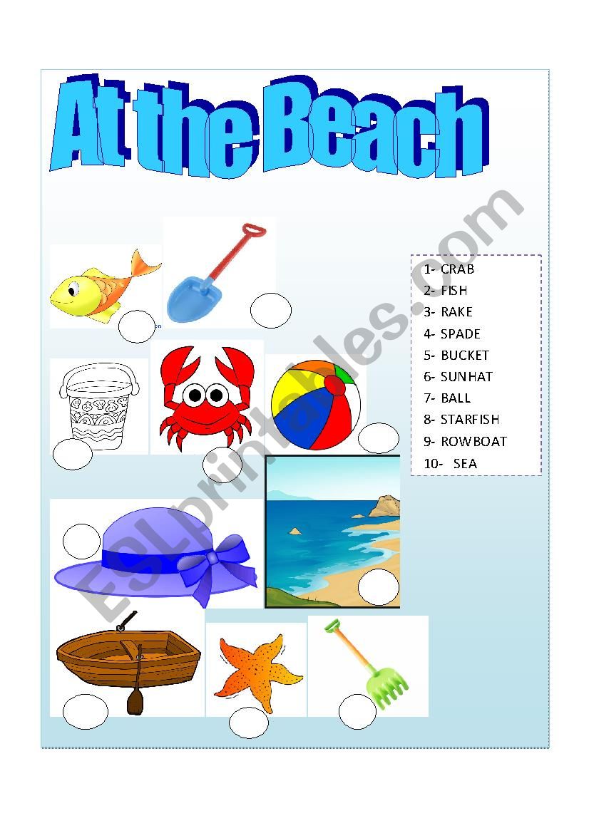 The Beach worksheet