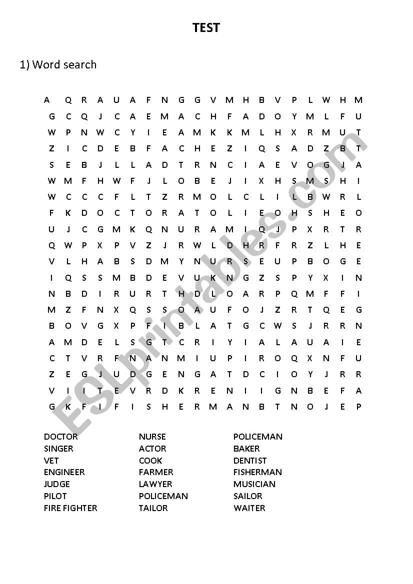 Word search (Jobs) worksheet