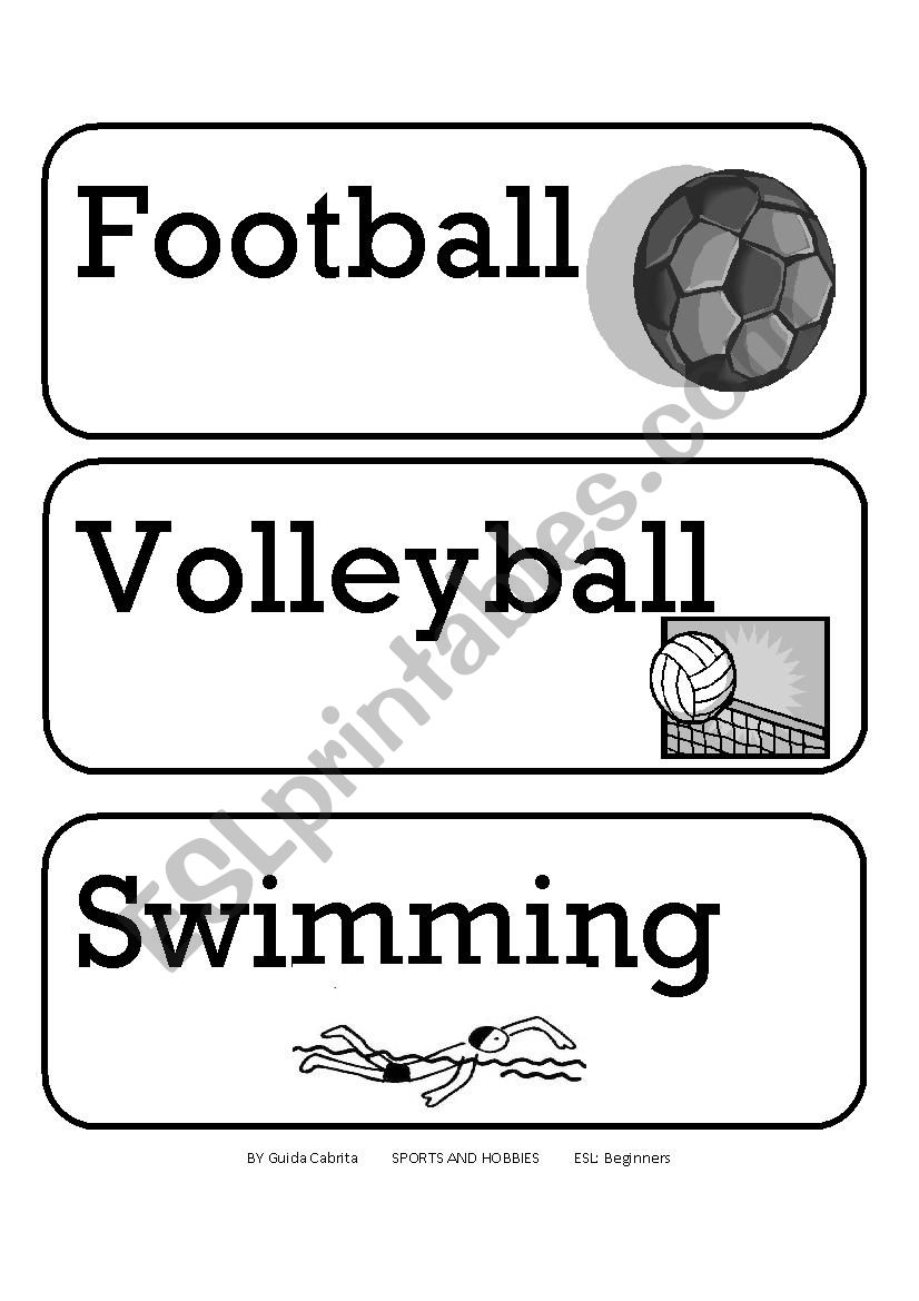 Sport and Hobby Vocabulary Cards