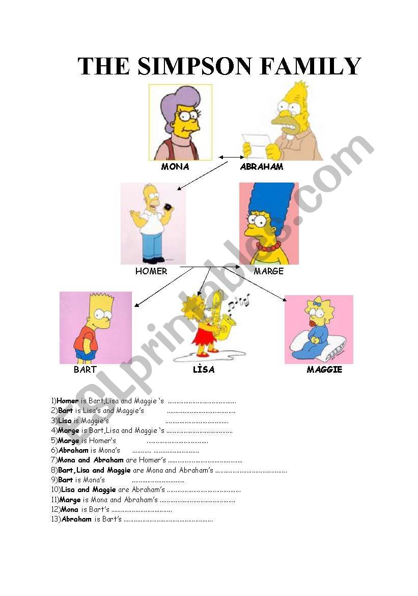 The Simpson family worksheet