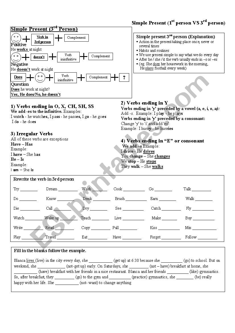 Present Simple 3rd person worksheet