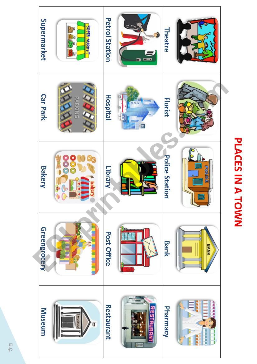 Places in a town worksheet