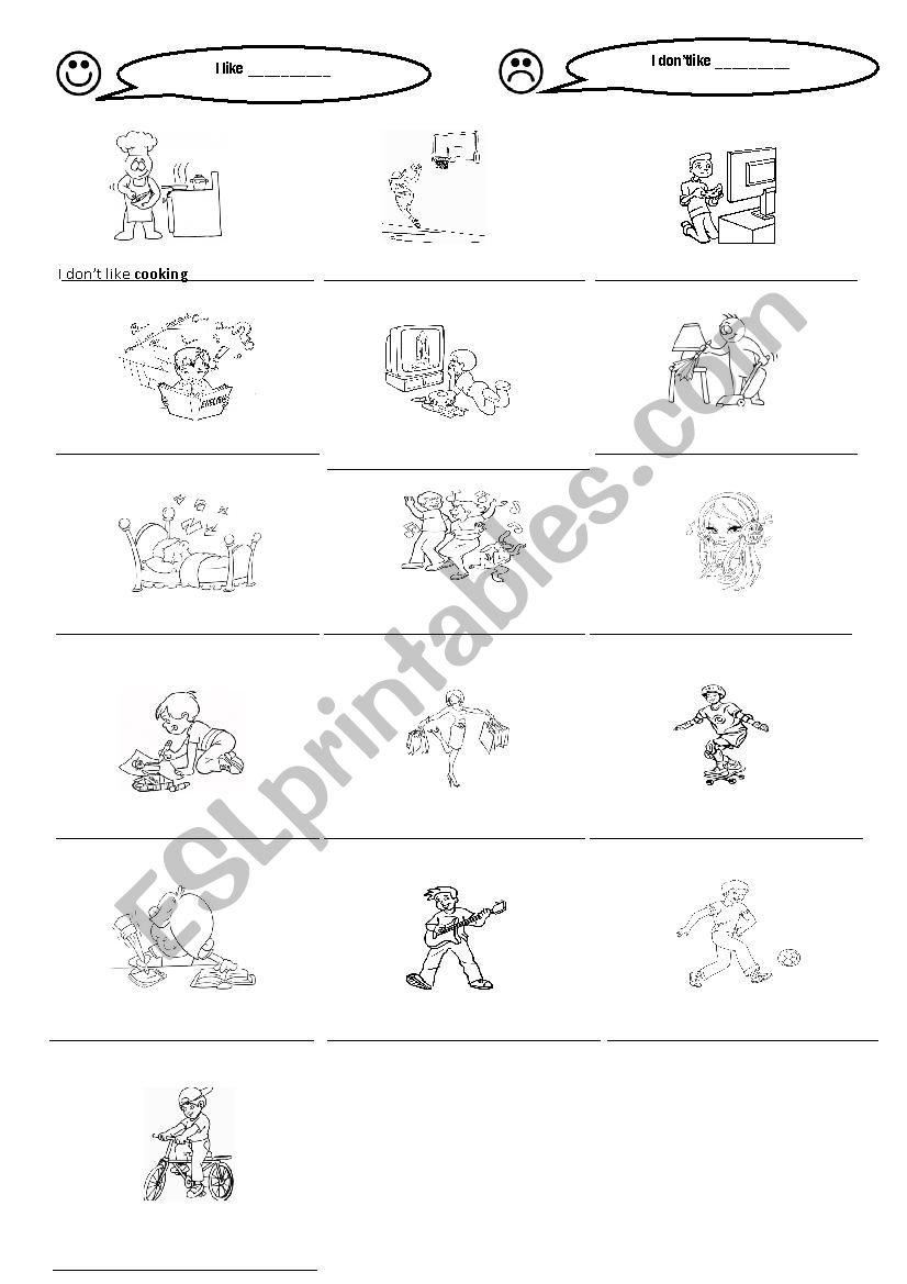 I like - I don´t like worksheet