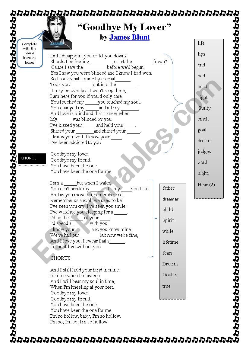 SONG: GOODBYE MY LOVER (JAMES BLUNT)