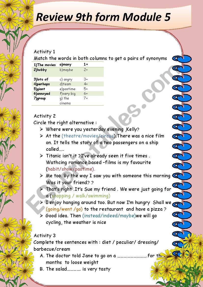REVIEW MODULE 5 worksheet