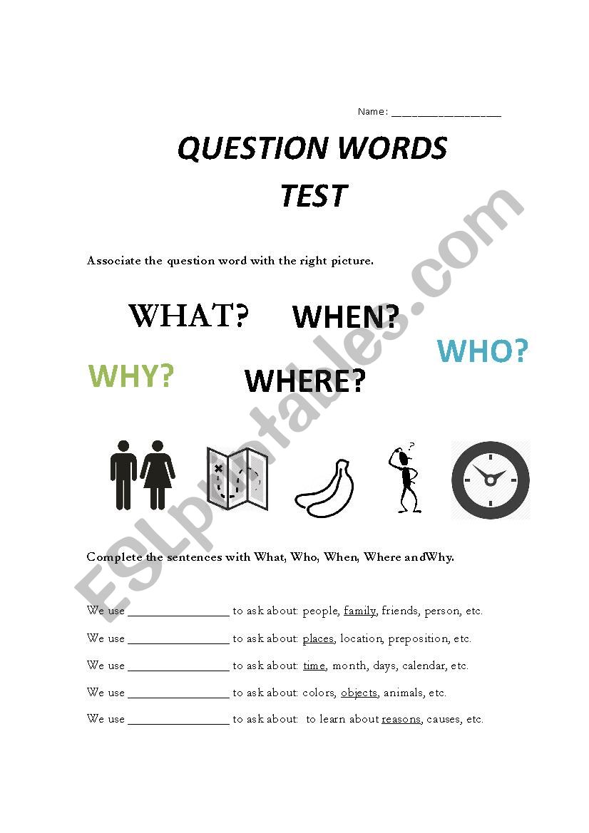 Question words  worksheet