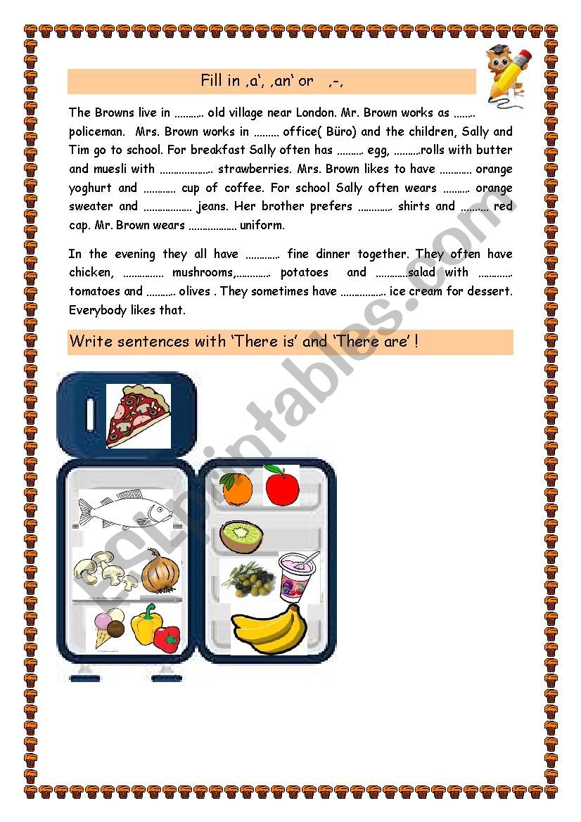 Fill in a or an worksheet