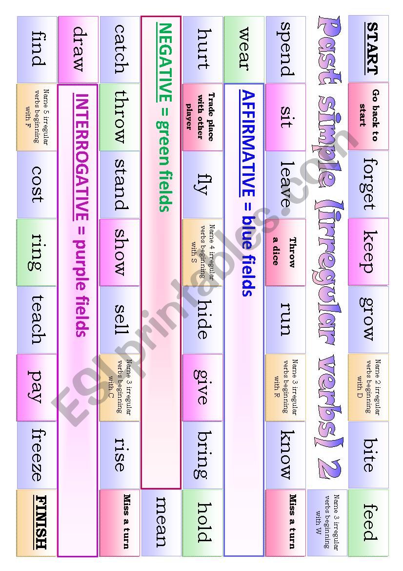 Past simple boardgame (irregular verbs) 2