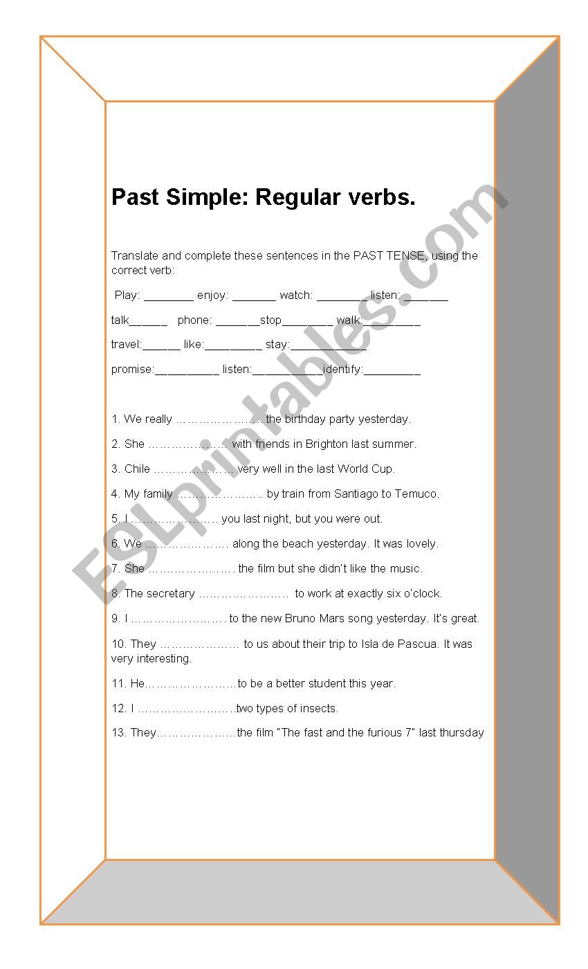Past Simple Regular worksheet