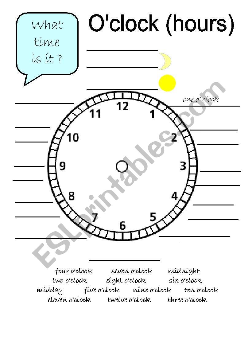 Tell the time in Hours and Minutes (2 pages)