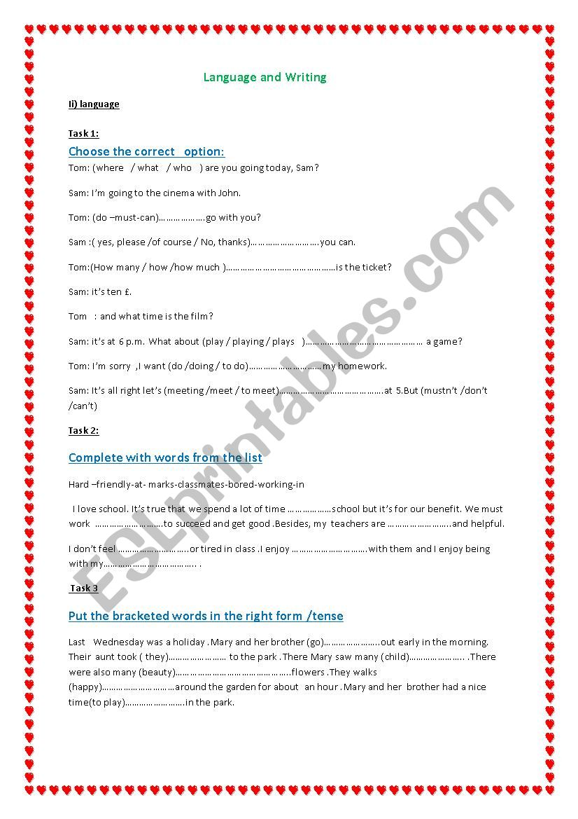 A Test for the pre-intermediate level
