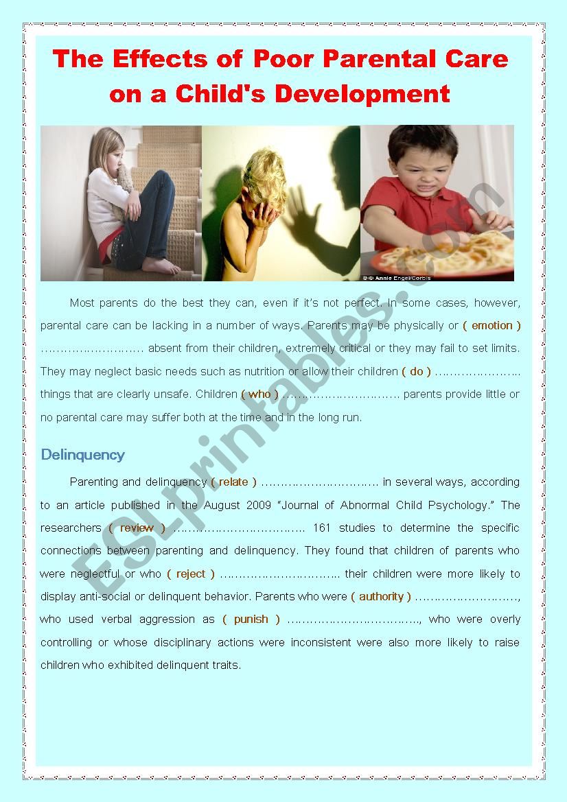 The Effects of Poor Parental Care on a Childs Development