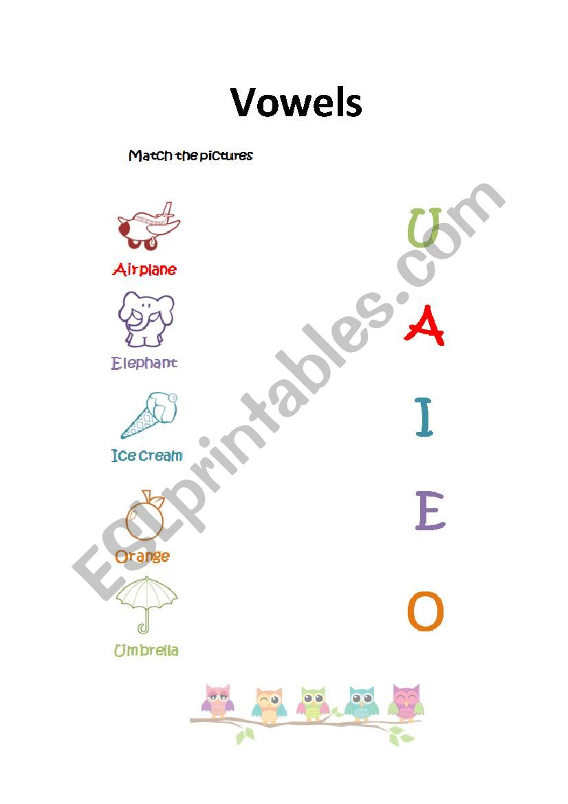 Vowels worksheet