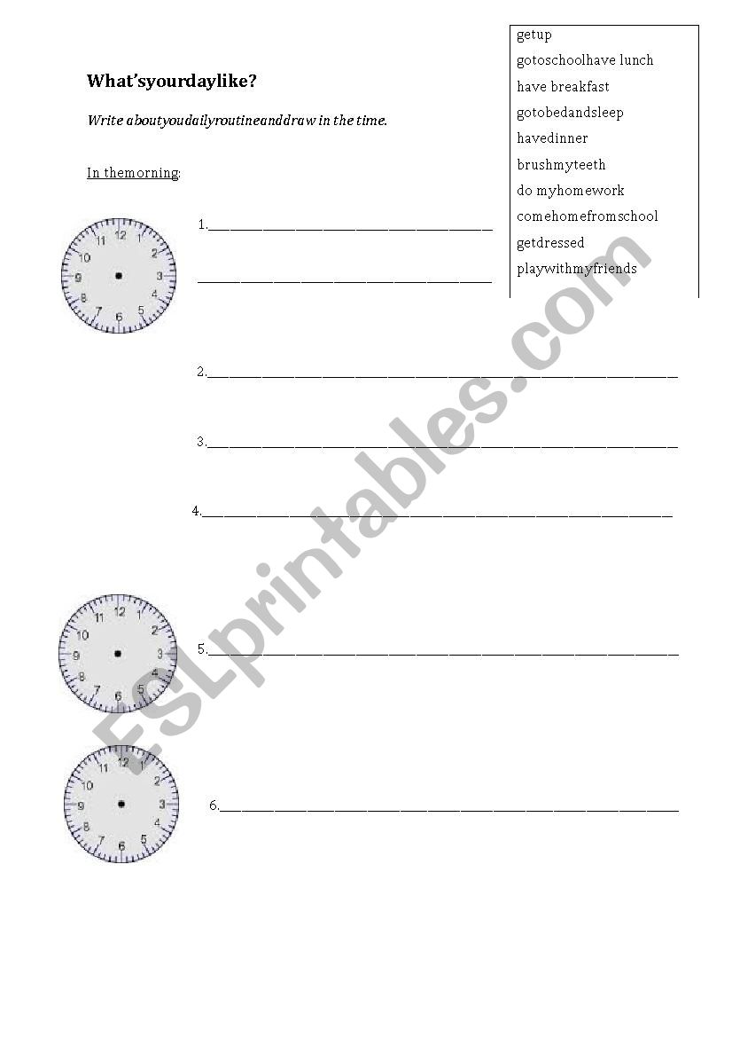 Whats your day like? worksheet
