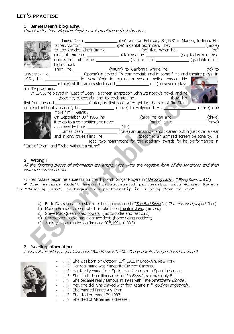 lets practise - past simple worksheet