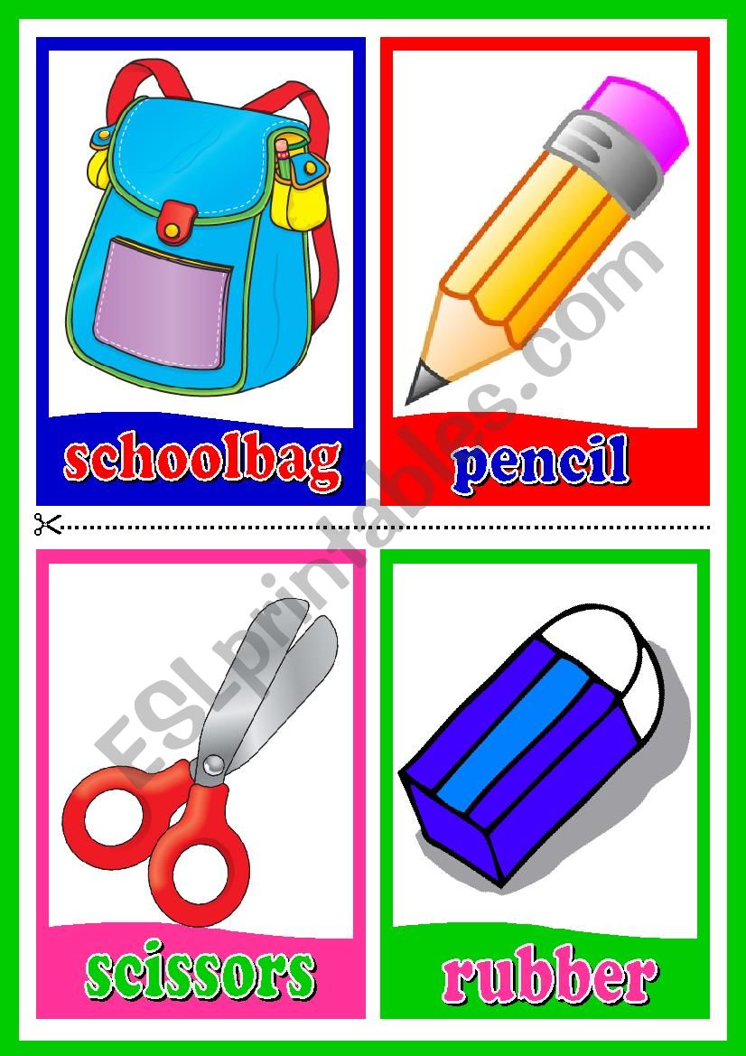 Classroom Objects Flashcards worksheet