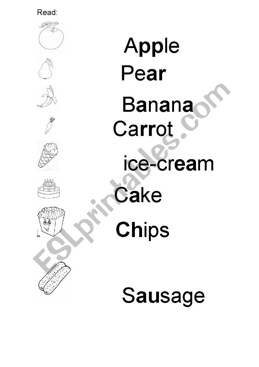 Food vocabulary for Super Minds Starters