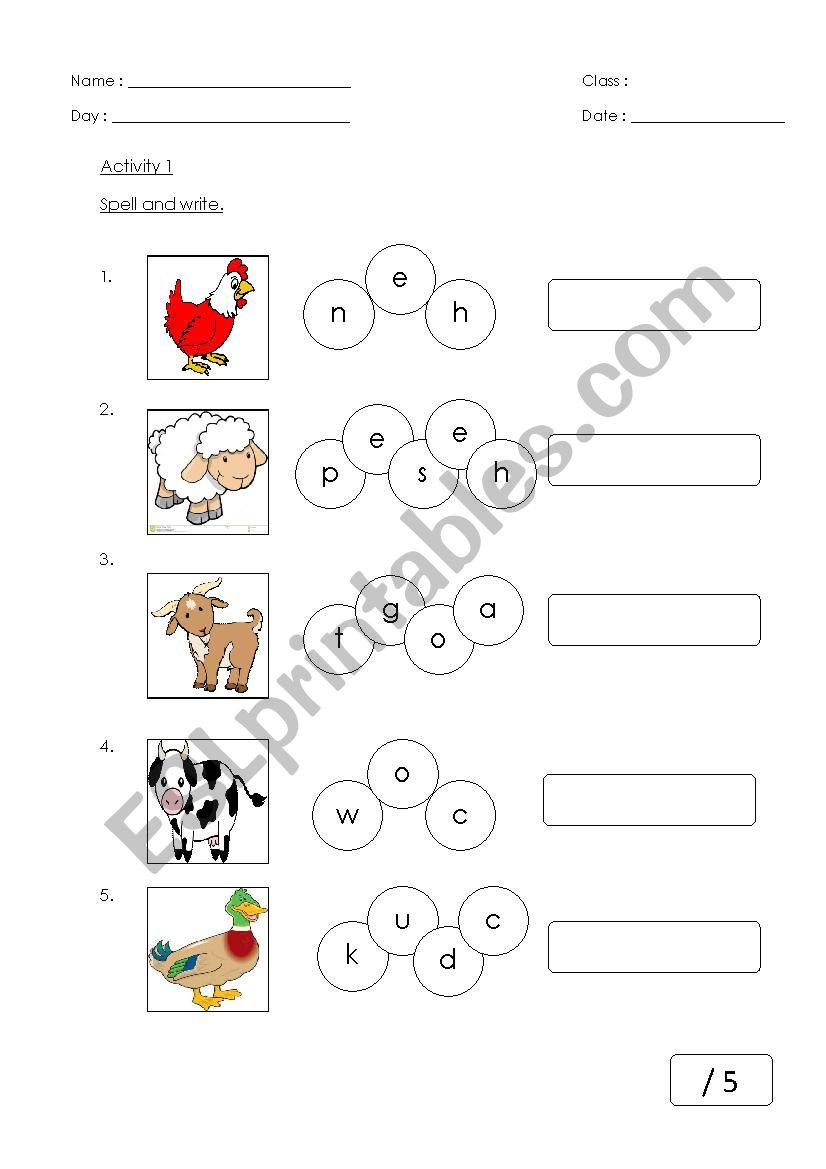 Farm Animals worksheet