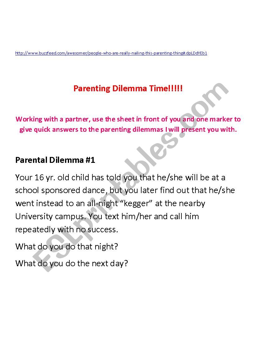 Parenting Good or Bad worksheet