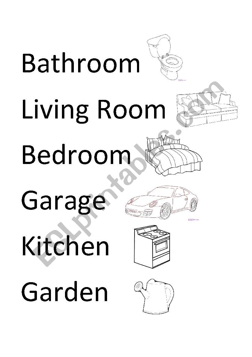 Places of the house worksheet