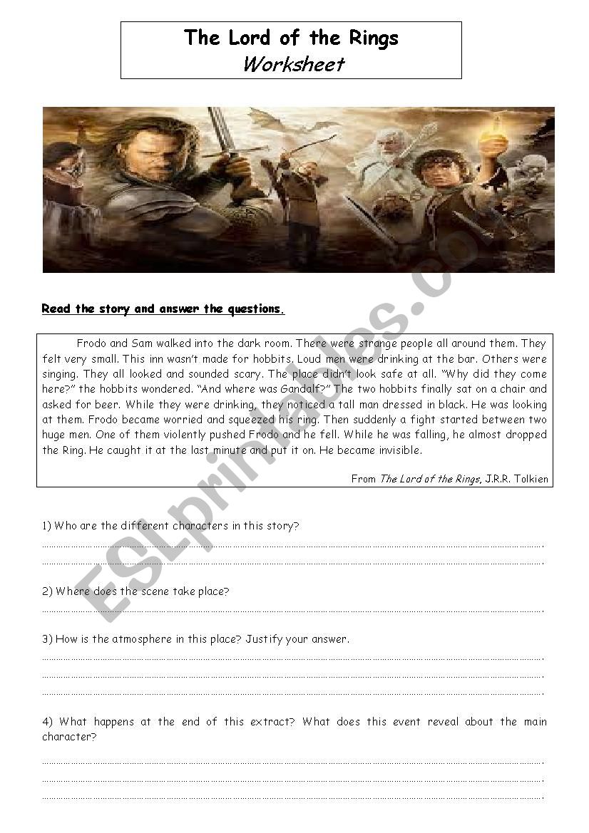 The Lord of the Rings worksheet