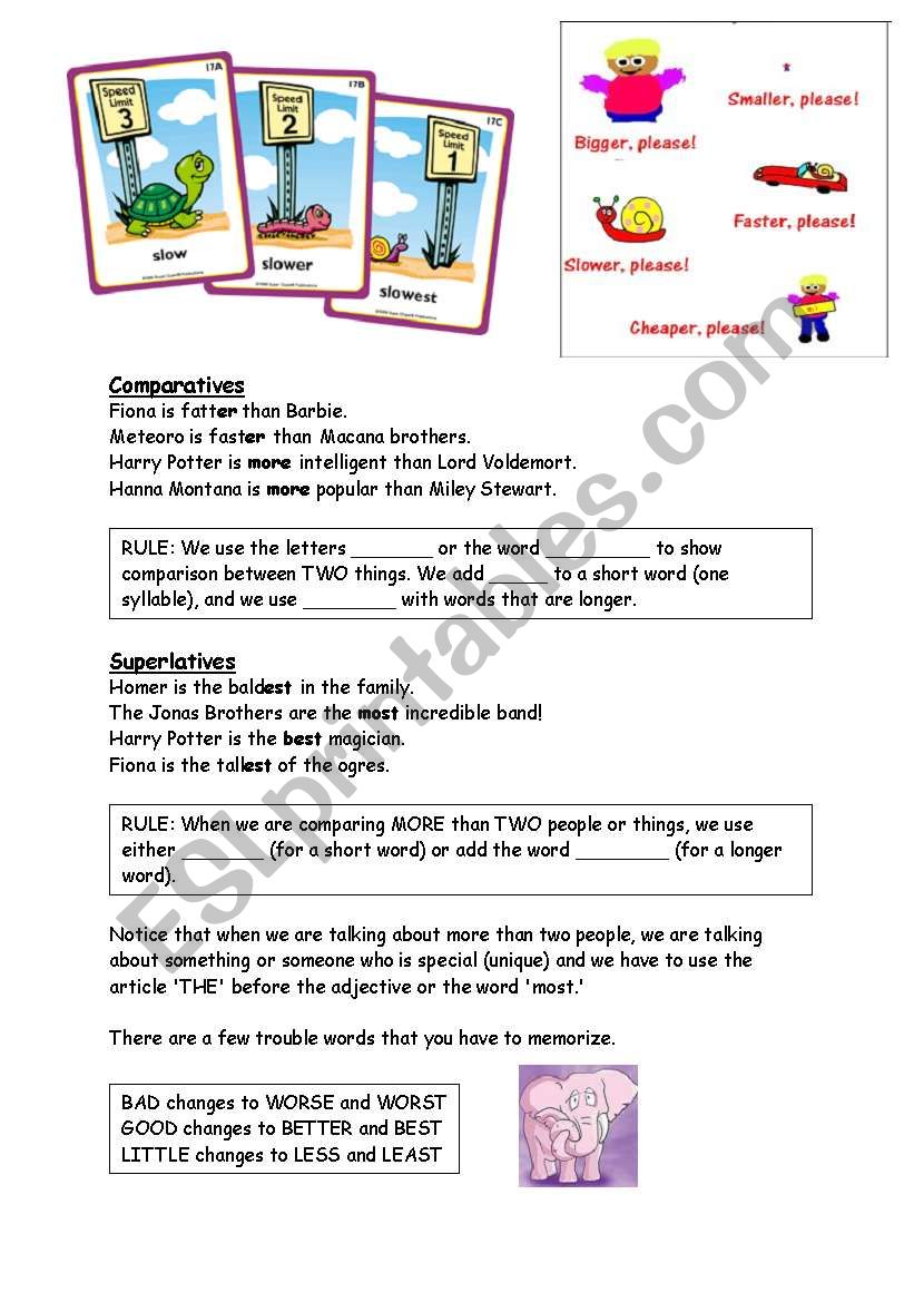 Comparatives and Superlatives worksheet