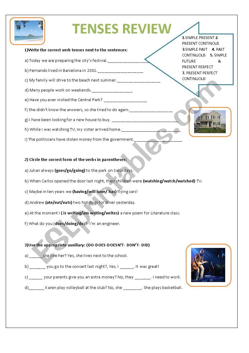 Tenses Exercises worksheet