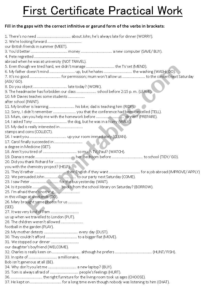 FCE GRAMMAR worksheet