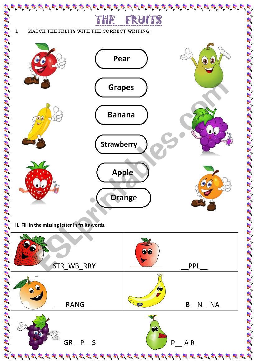The Fruits  worksheet