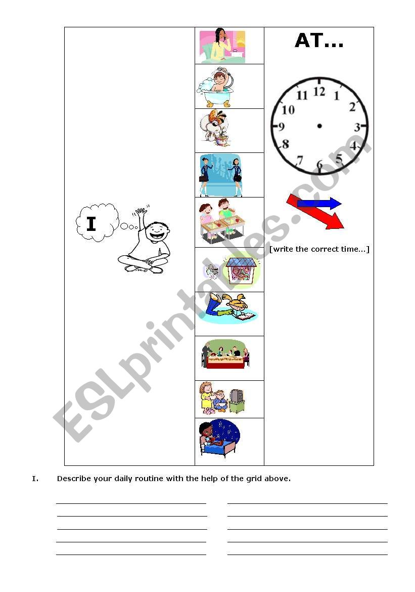 VISUAL DAILY ROUTINE WORKSHEET - FIRST PERSON SINGULAR