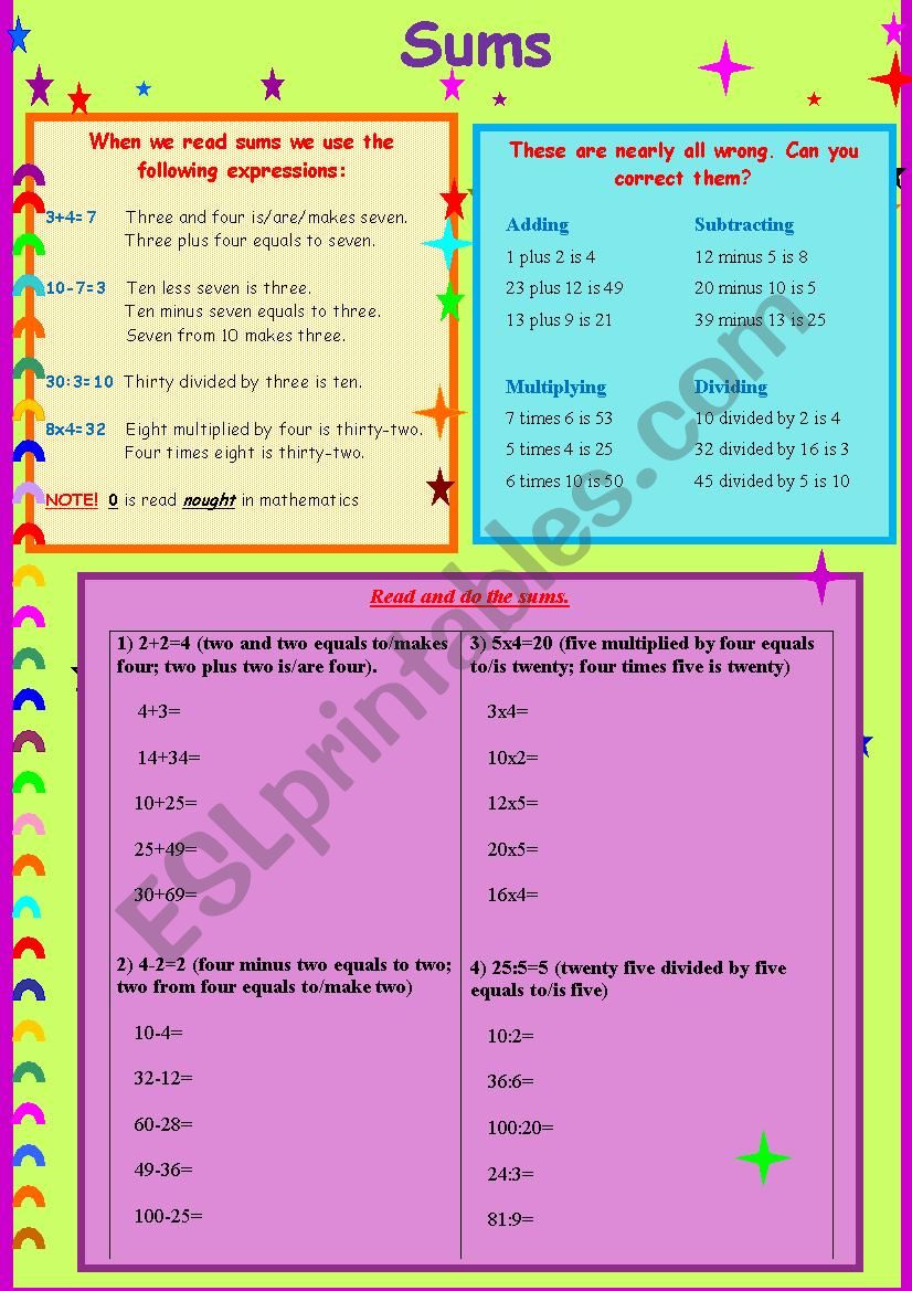 sums-esl-worksheet-by-lucky-sunshine