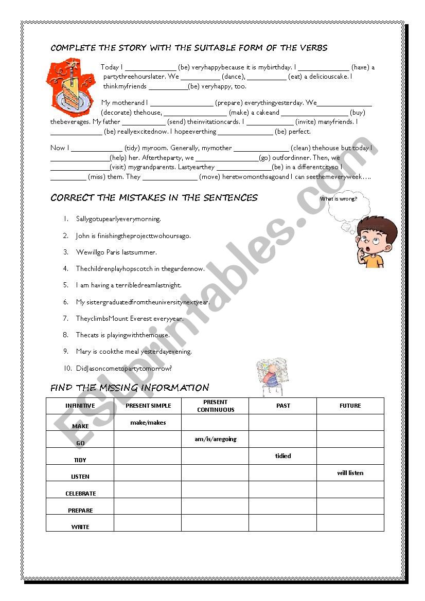 Revision of Tenses worksheet