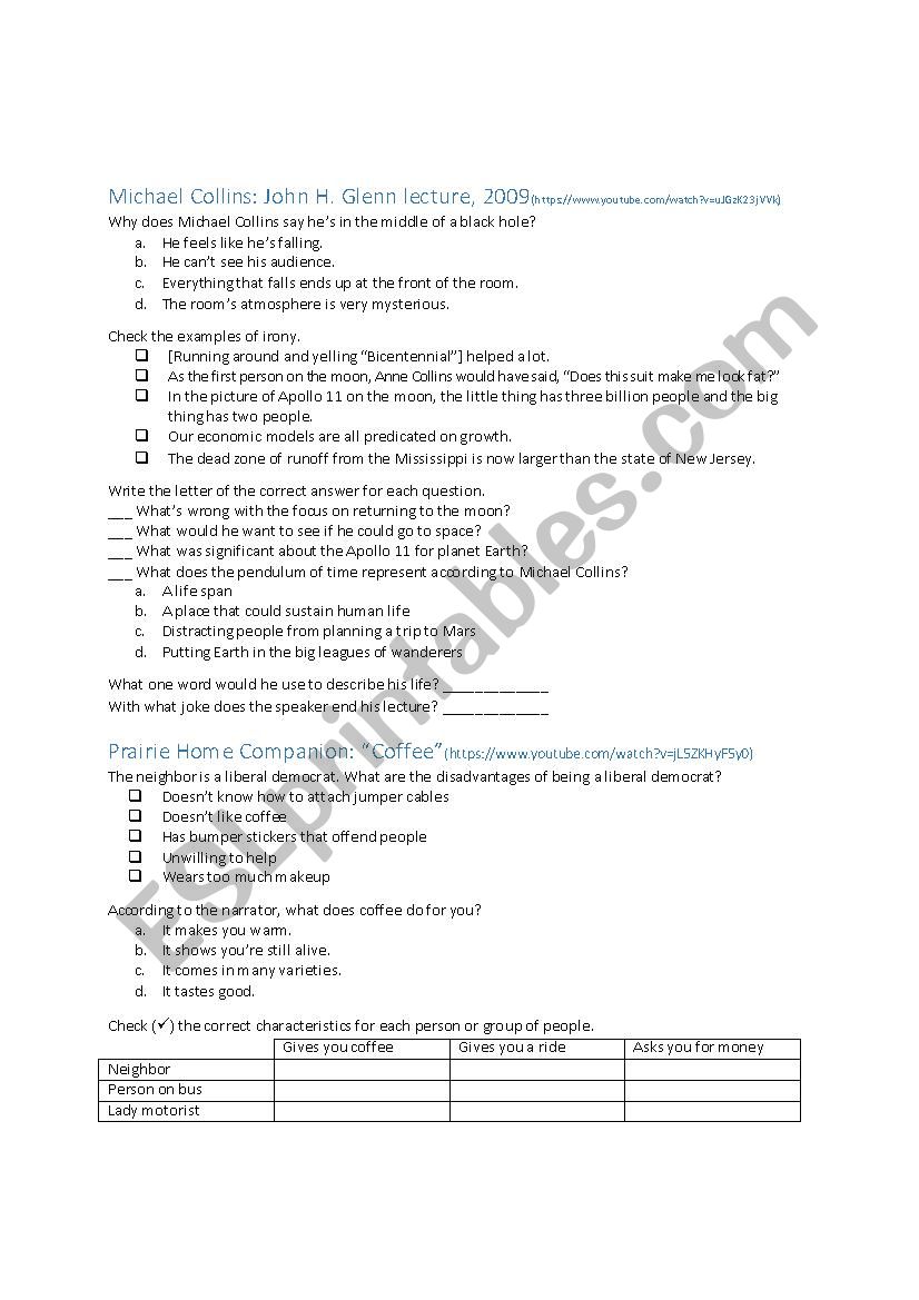 TOEFL Listening Practice worksheet