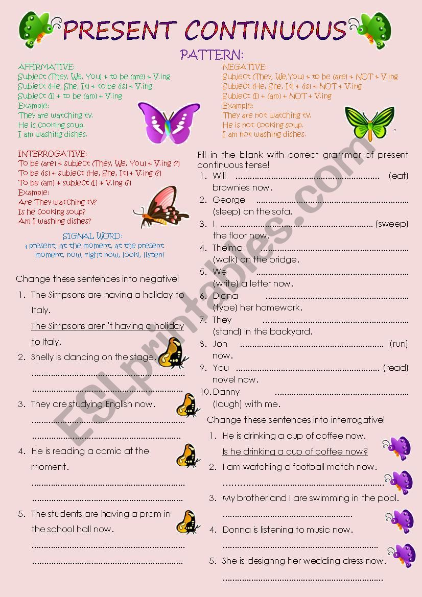 PRESENT CONTINUOUS worksheet