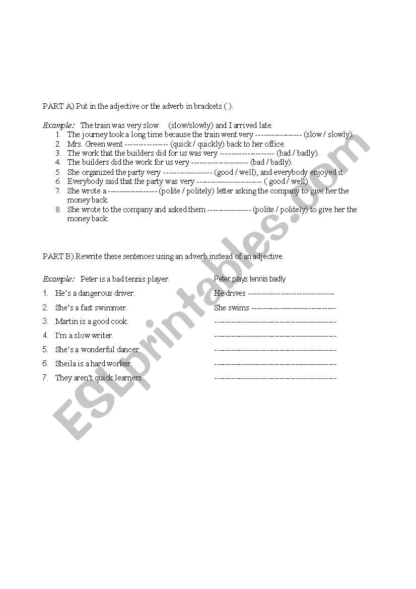 adjective-or-adverb worksheet
