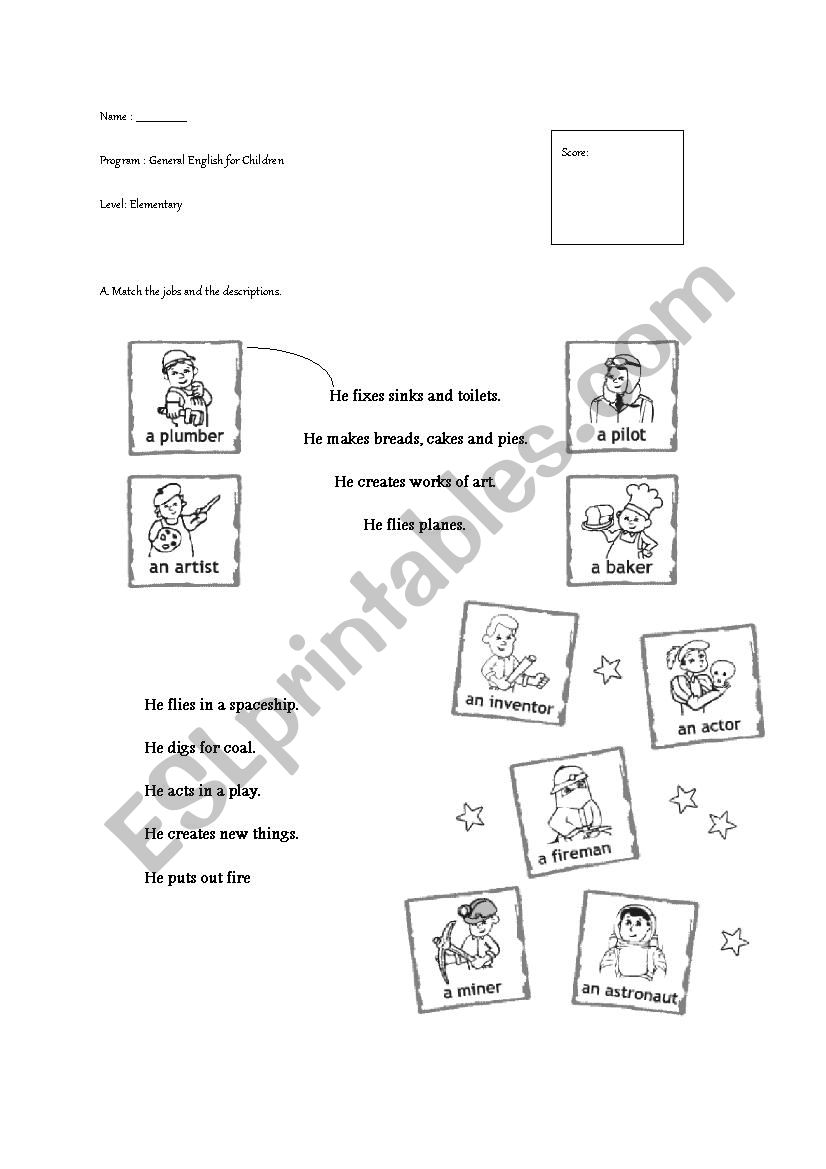 Jobs and descriptions worksheet