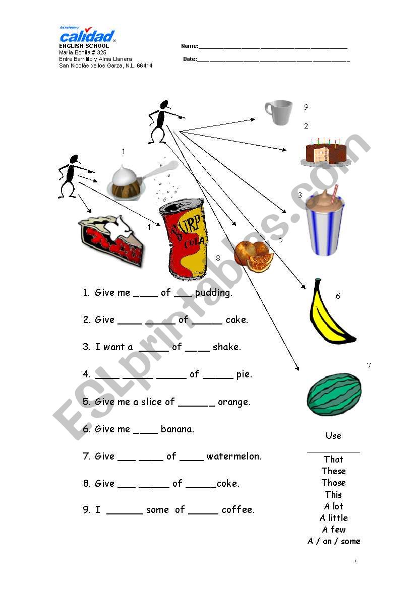 Demonstratives and countable and uncountable pronouns