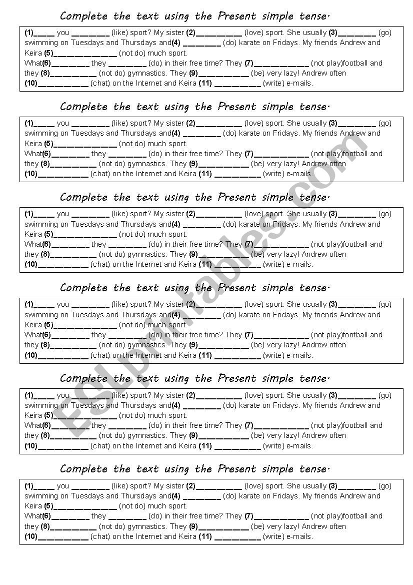 Complete the text using the Present Simple tense