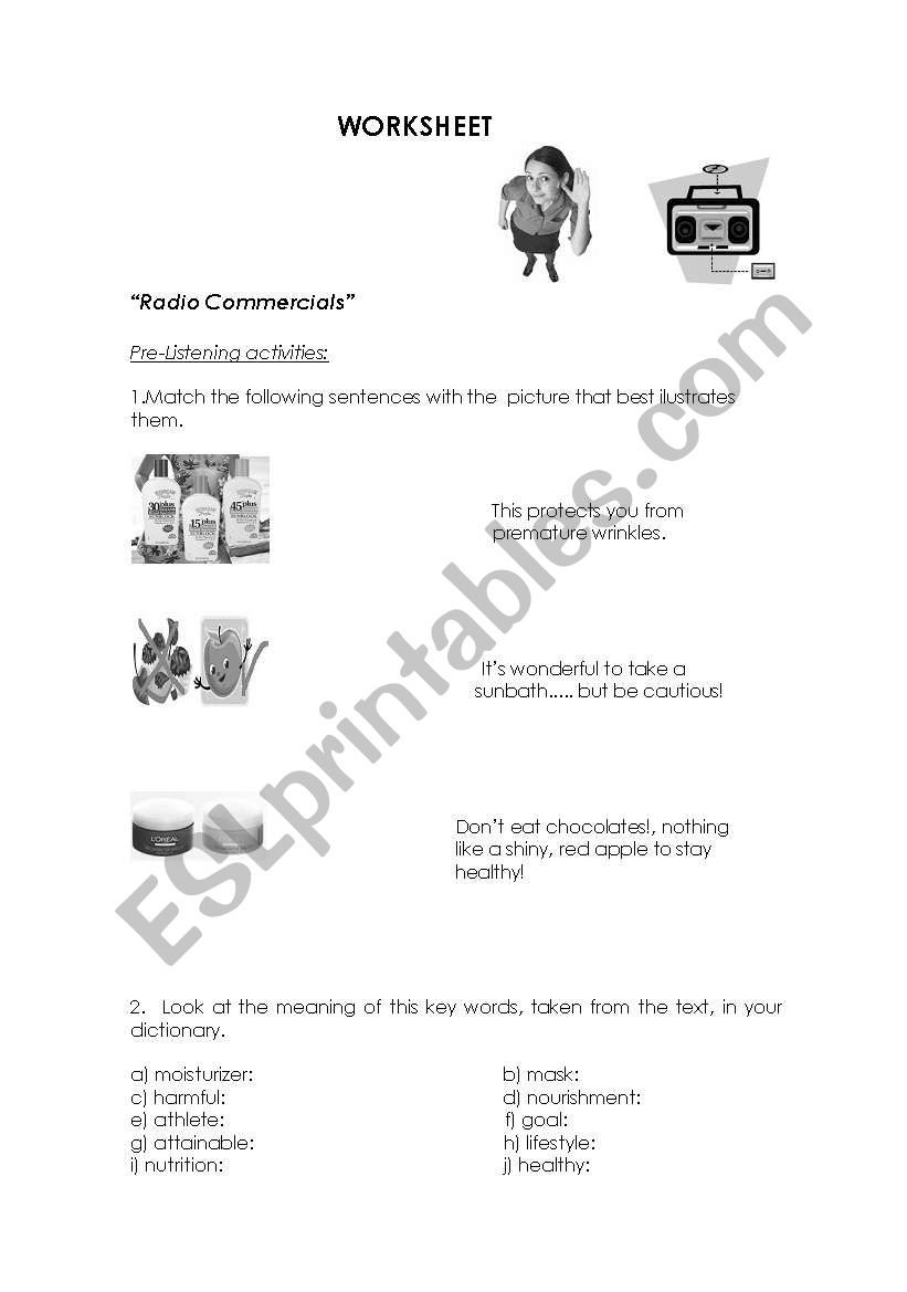 Radio Commercials worksheet