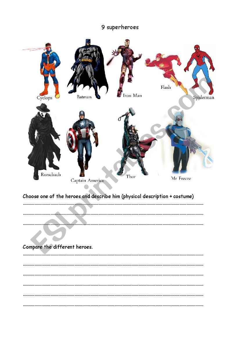 Describe and compare the superheroes