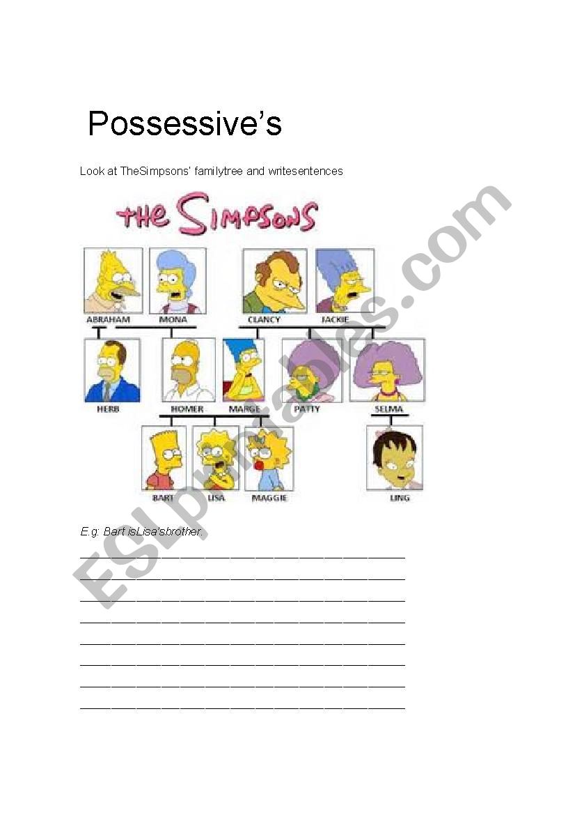 The Simpsons Family Tree worksheet