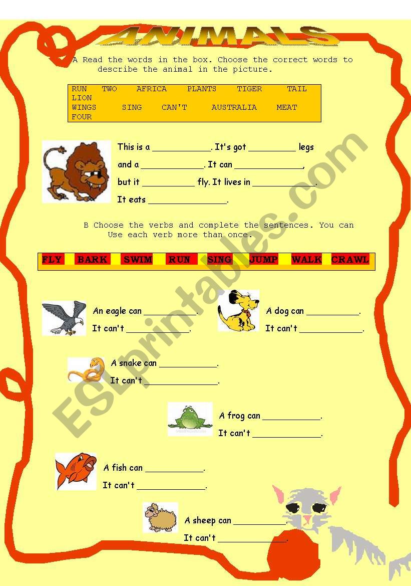 animals worksheet