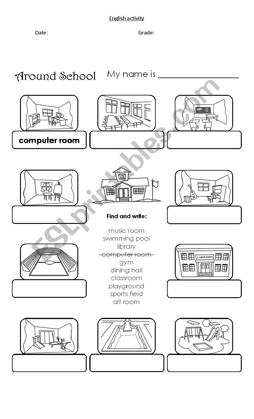 places at school worksheet