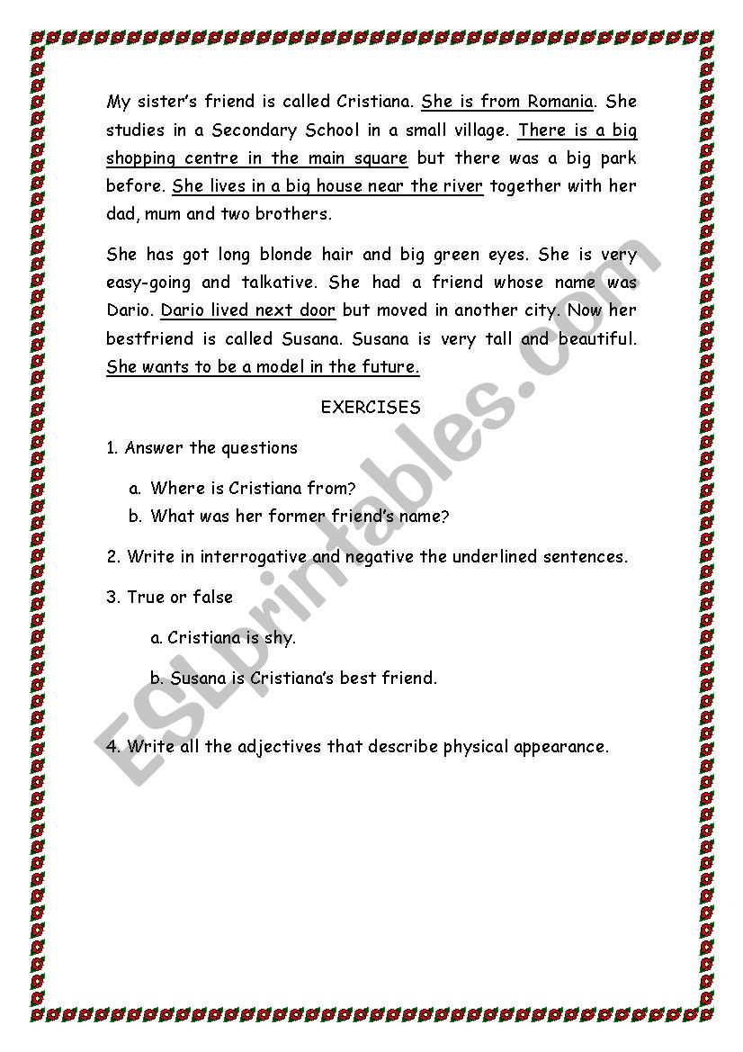 My sister worksheet